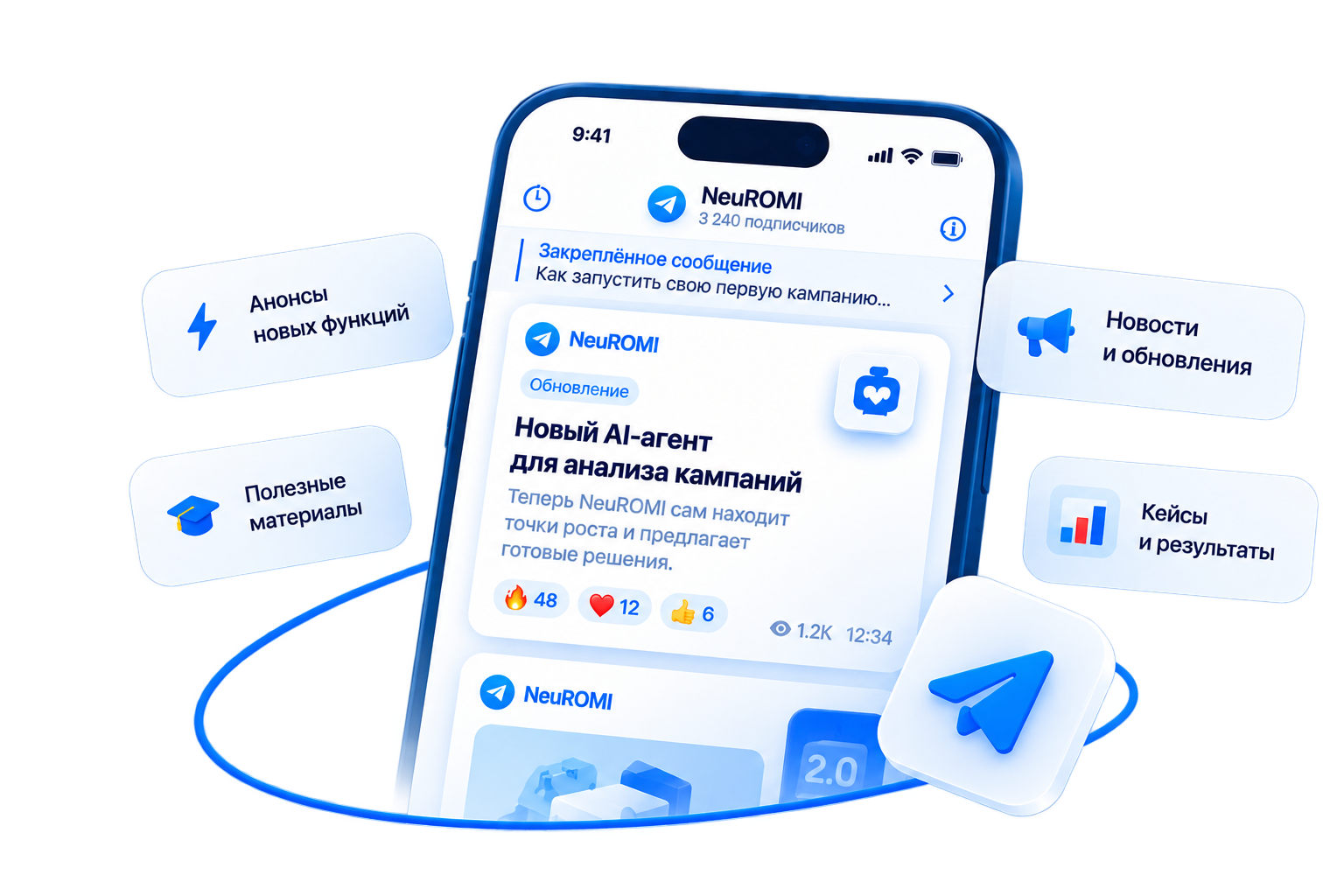 Канал NeuROMI в Telegram: новости продукта, обновления, материалы и кейсы